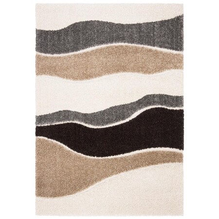 Safavieh 4 x 6 ft. Power Loomed Florida Shag Small Rectangle RugIvory & Grey SG475-1180-4